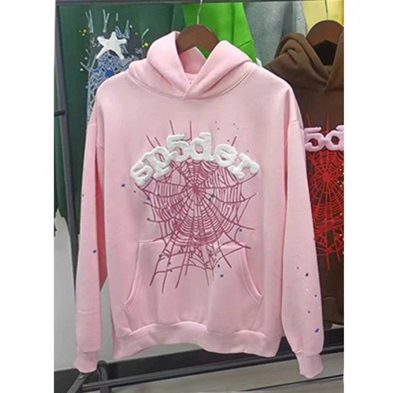 Spider Web Graphic Hoodie Pink - 1