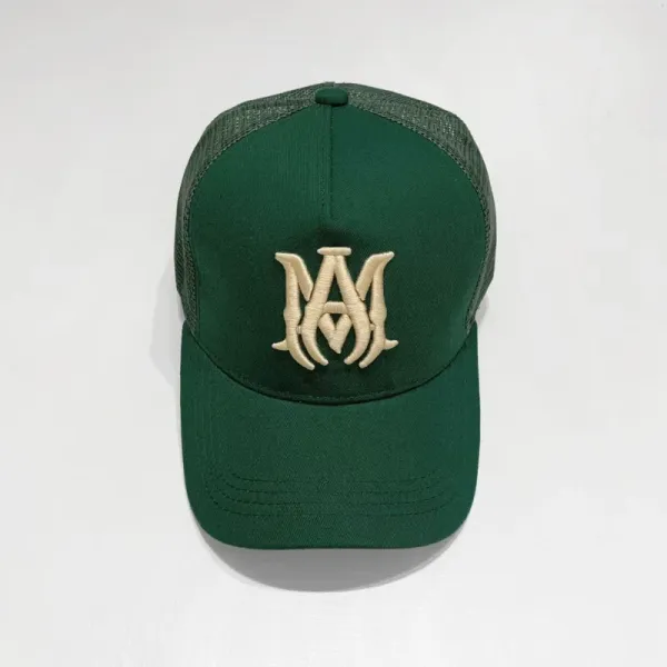 Maison Margiela MM Logo Embroidered Army Green Trucker Cap - 1