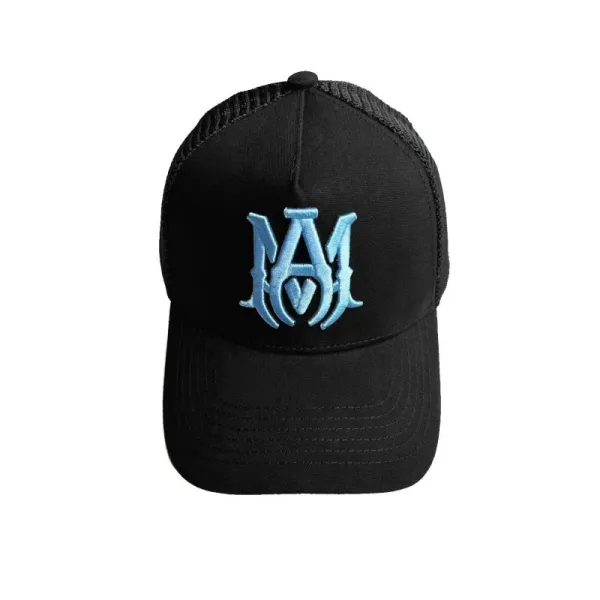 Maison Margiela MM Logo Embroidered Black Mesh Back Baseball Cap - 1