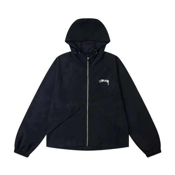 Stüssy Acid Wash Hooded Windbreaker Gray Outerwear - 3