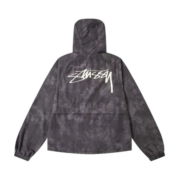 Stüssy Acid Wash Hooded Windbreaker Gray Outerwear - 1
