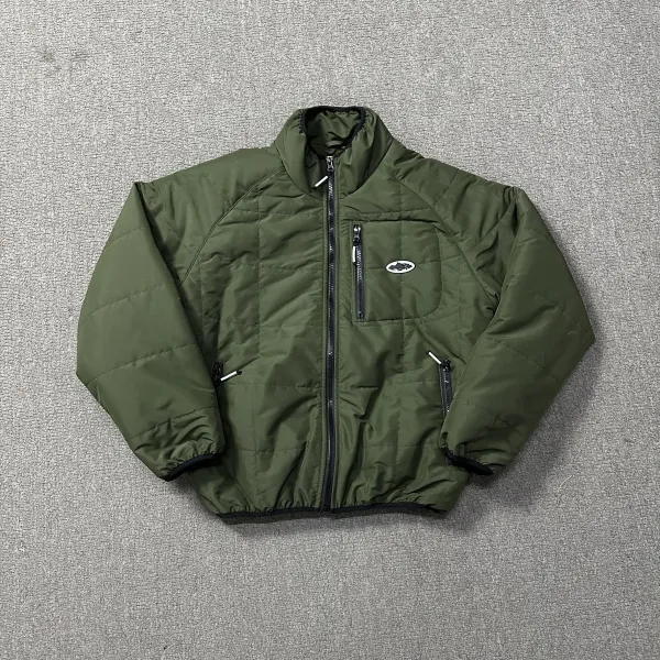 Design Quilted Puffer Jacket Army Green Outerwear - 1