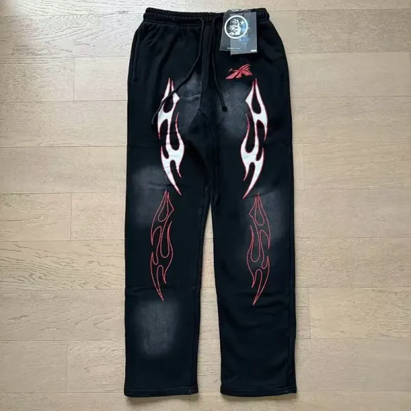 Records Star Flame Print Tie-Dye Sweatpants - 52