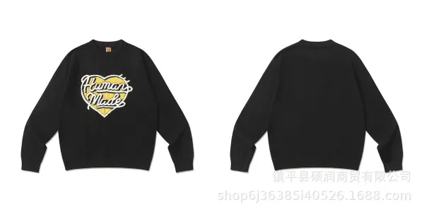 Human Made Heart Logo Knit Sweater Black - 1