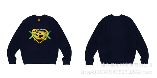 Human Made Heart Logo Knit Sweater Navy - 1