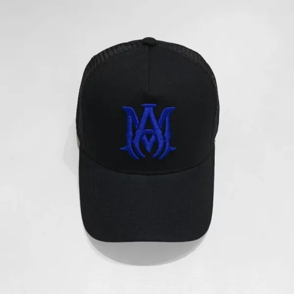 Maison Margiela MM Logo Embroidered Black Mesh Back Baseball Cap - 1