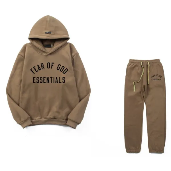 Fear of God Essentials Khaki Hoodie and Sweatpants Set - 1