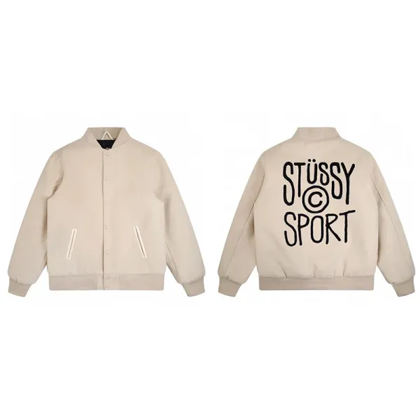 Stüssy Sport Varsity Jacket Beige Outerwear - 1