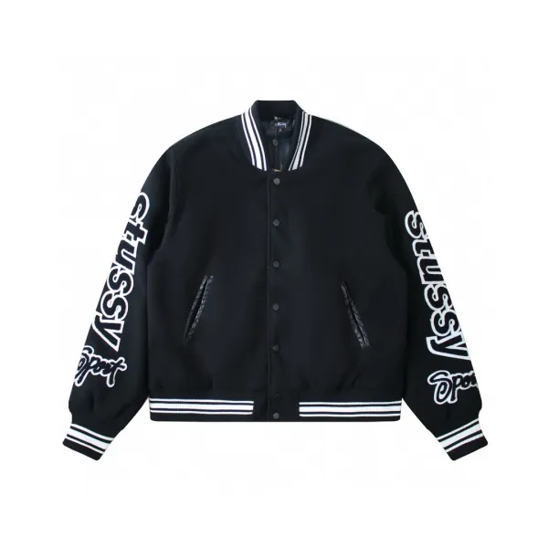 Stüssy Patchwork Varsity Jacket Black Outerwear - 19