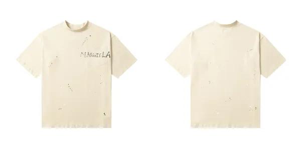 Maison Margiela Paint-Splatter Pocket T-Shirt Beige - 1