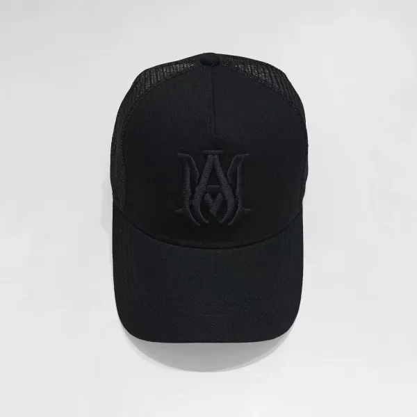 Maison Margiela MM Logo Embroidered Black Mesh Back Baseball Cap - 22