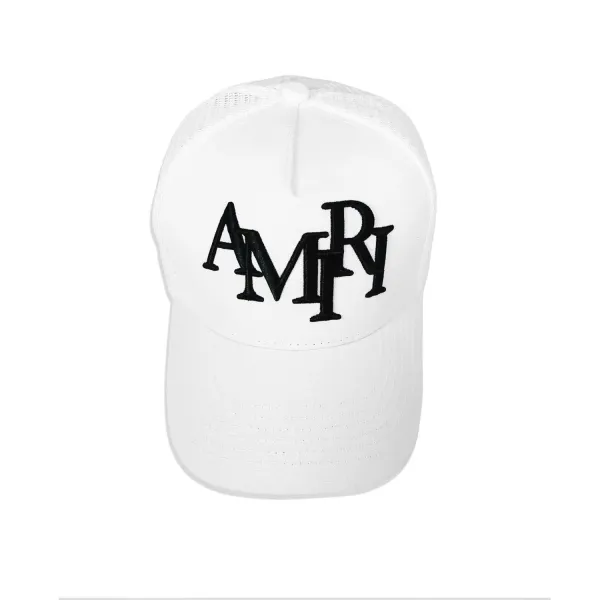 Maison Margiela MM Logo Embroidered Black Mesh Back Baseball Cap - 47