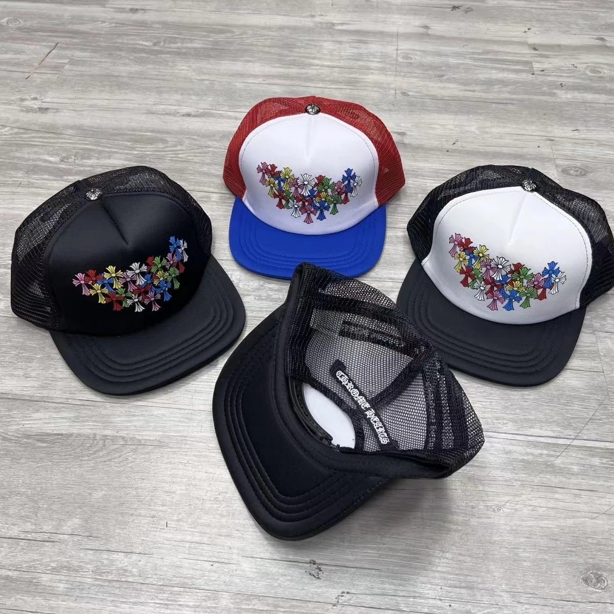 Chrome Hearts Hats Mesh Trucker Cap with Cross Motif Print image 2