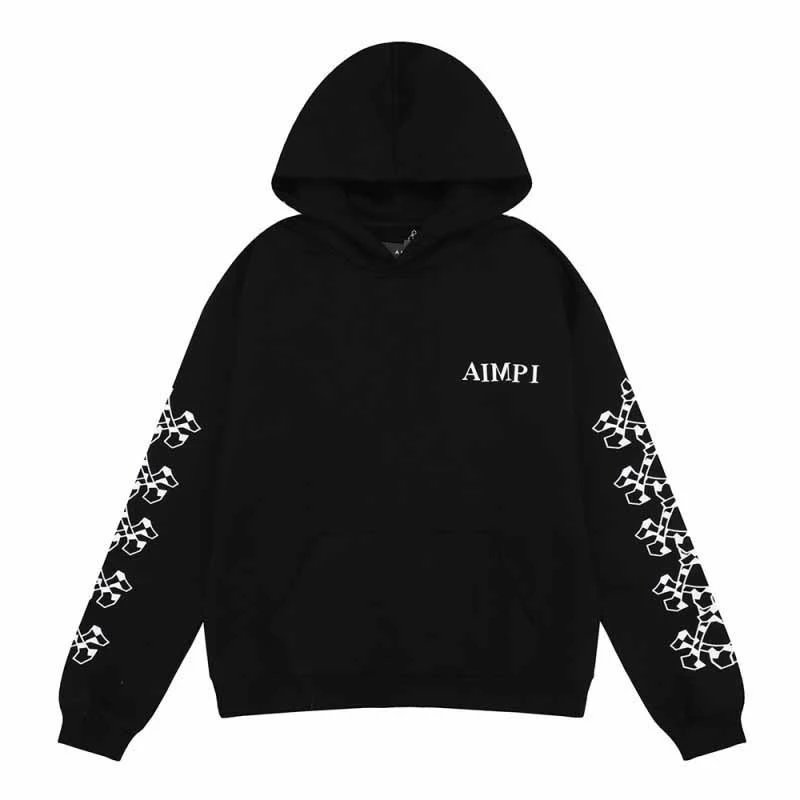 AIMPI Cross Pattern Hoodie Black - 1