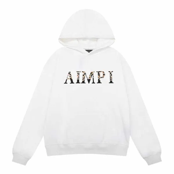 AIMPI Leopard-Print Logo White Hoodie - 1