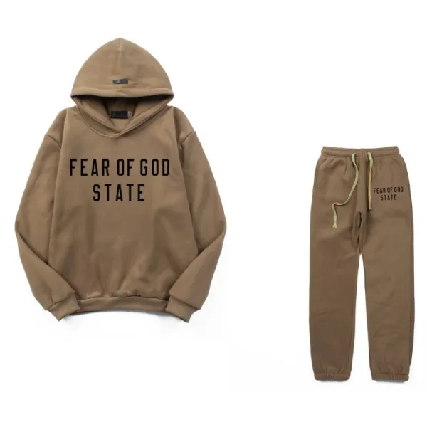 Fear of God Essentials Brown Hoodie and Sweatpants Set - 1