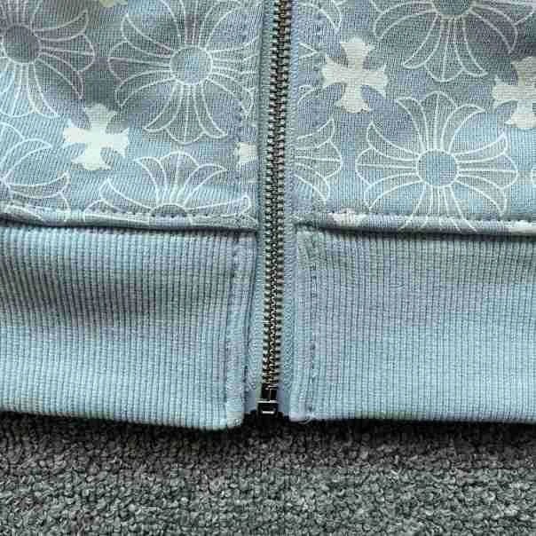 Chrome Hearts White Cross-Embroidered Zip-Up Hoodie - 14