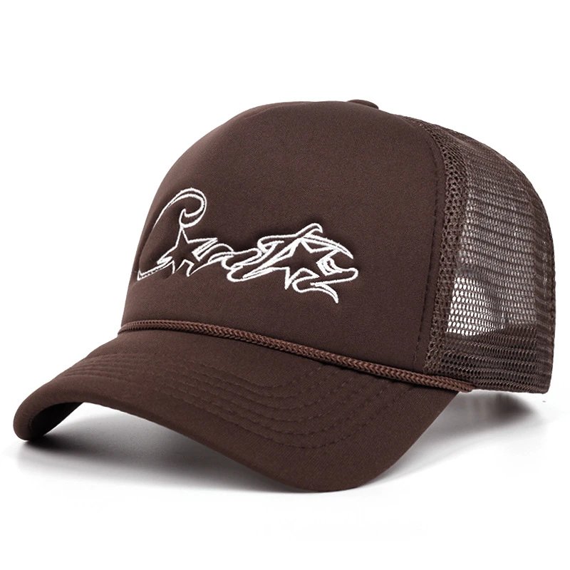 Design Trucker Cap Brown Embroidered Script Baseball Cap - 1