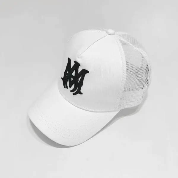Maison Margiela MM Logo Embroidered Black Mesh Back Baseball Cap - 11