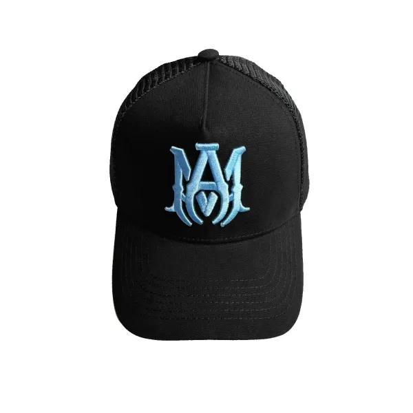 Maison Margiela MM Logo Embroidered Black Mesh Back Baseball Cap - 24