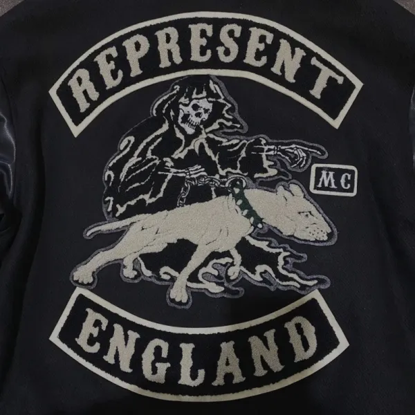Represent England Skull & Dog Motif Bomber Jacket Black - 12