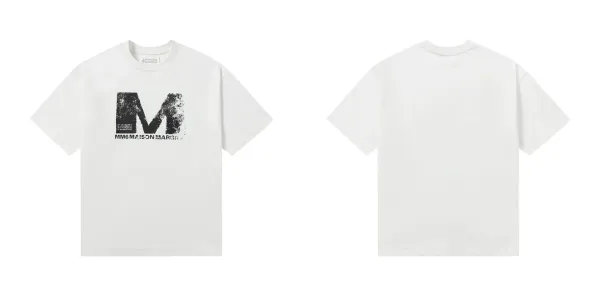 Maison Margiela MM6 Maison Margiela Distressed Logo White T-Shirt - 1