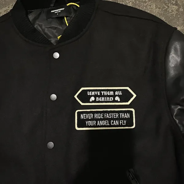 Represent England Skull & Dog Motif Bomber Jacket Black - 10