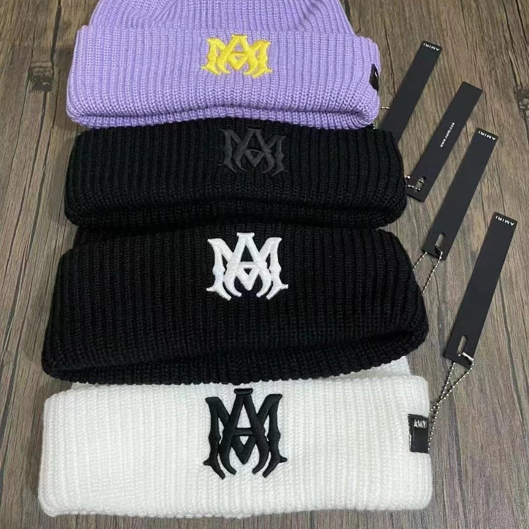 Casual style unisex high-quality knitted embroidered letter woolen hat for couples in stock