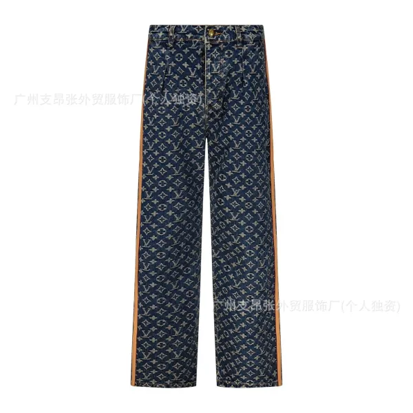 Louis Vuitton Monogram Denim Wide-Leg Jeans Navy - 1