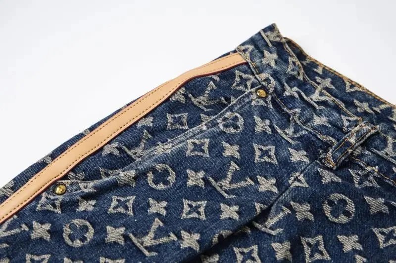 Louis Vuitton Monogram Denim Wide-Leg Jeans Navy - 10