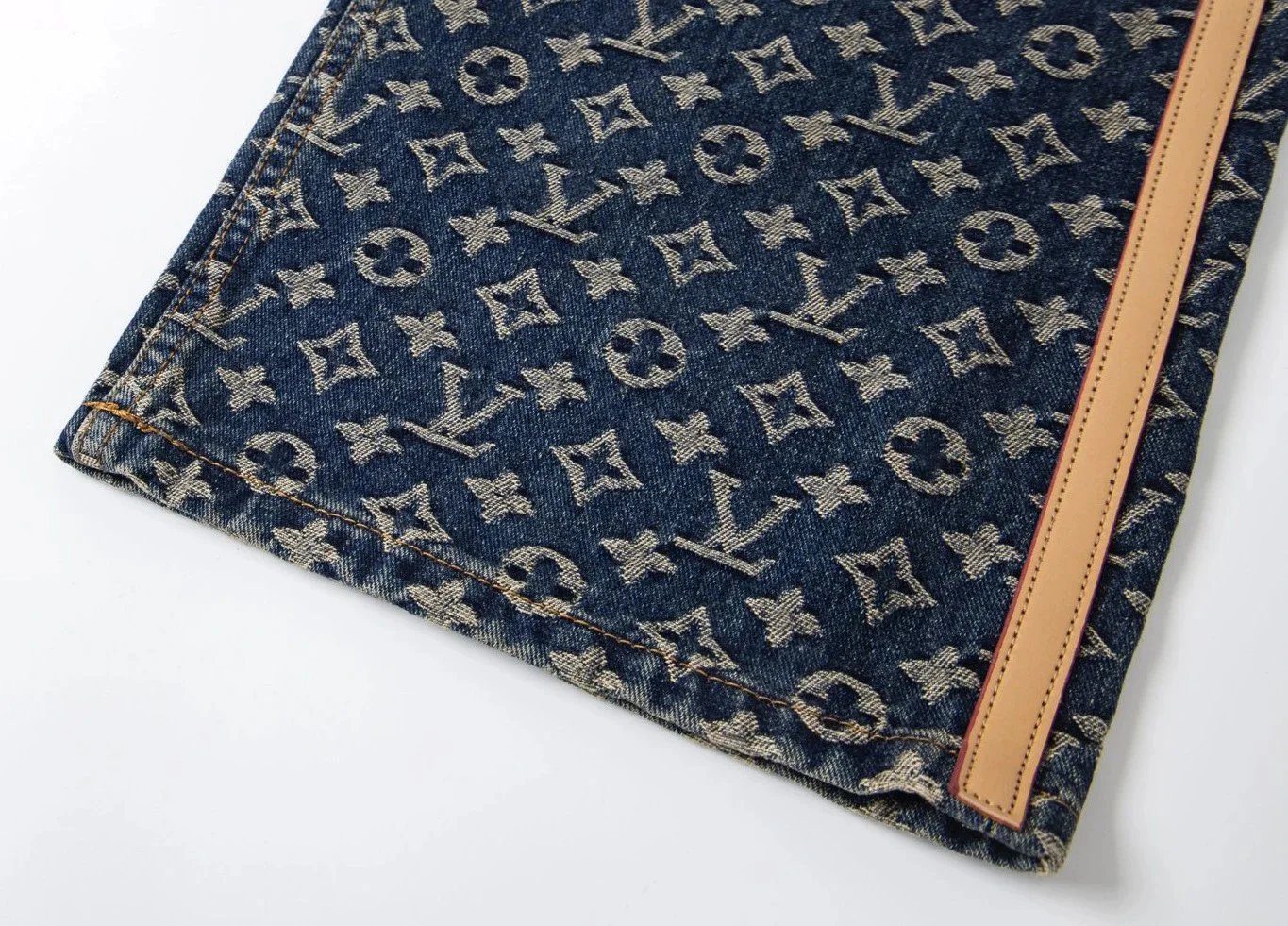 Louis Vuitton Monogram Denim Wide-Leg Jeans Navy - 11