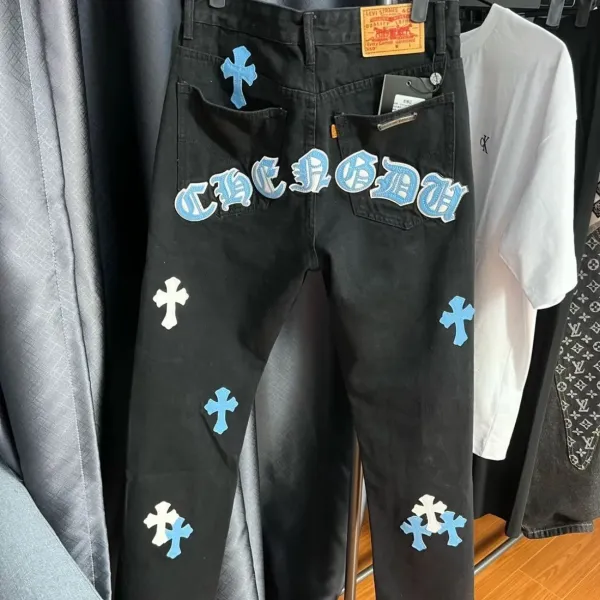 Chrome Hearts Cross Embroidered Black Jeans - 10
