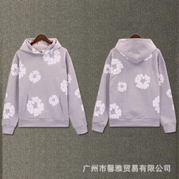 Design Floral Print Purple Hoodie - 19