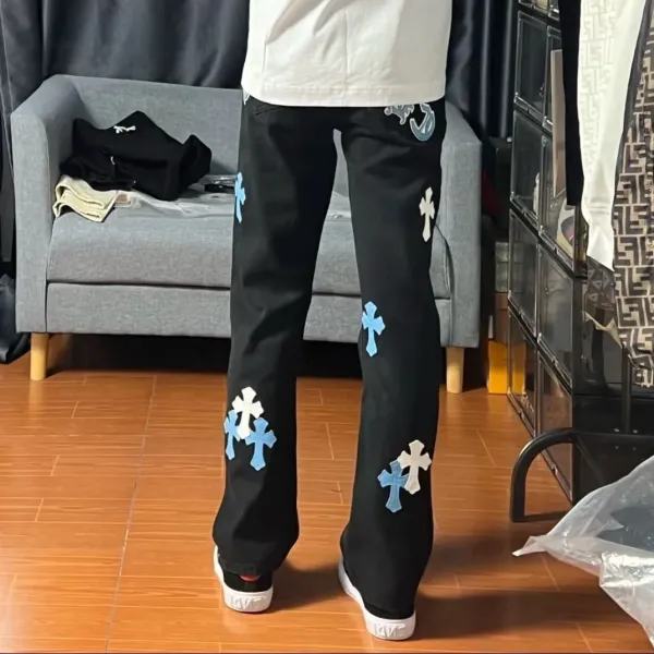Chrome Hearts Cross Embroidered Black Jeans - 9