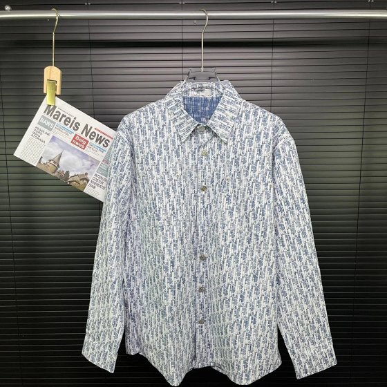 D+春夏新款长袖衬衫牛仔开衫男女同款满身潮流百搭