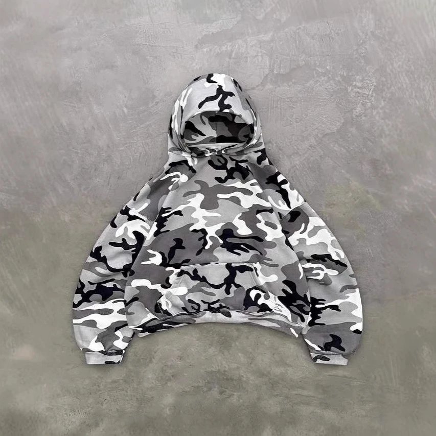 New European camouflage printed loose long sleeved hooded tie dye sweatshirt