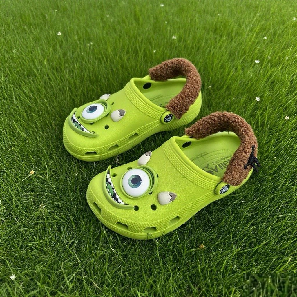 Crocs Classic Clog with Fur Strap and Eyes Lime Green Casual Shoes Sandals - 4