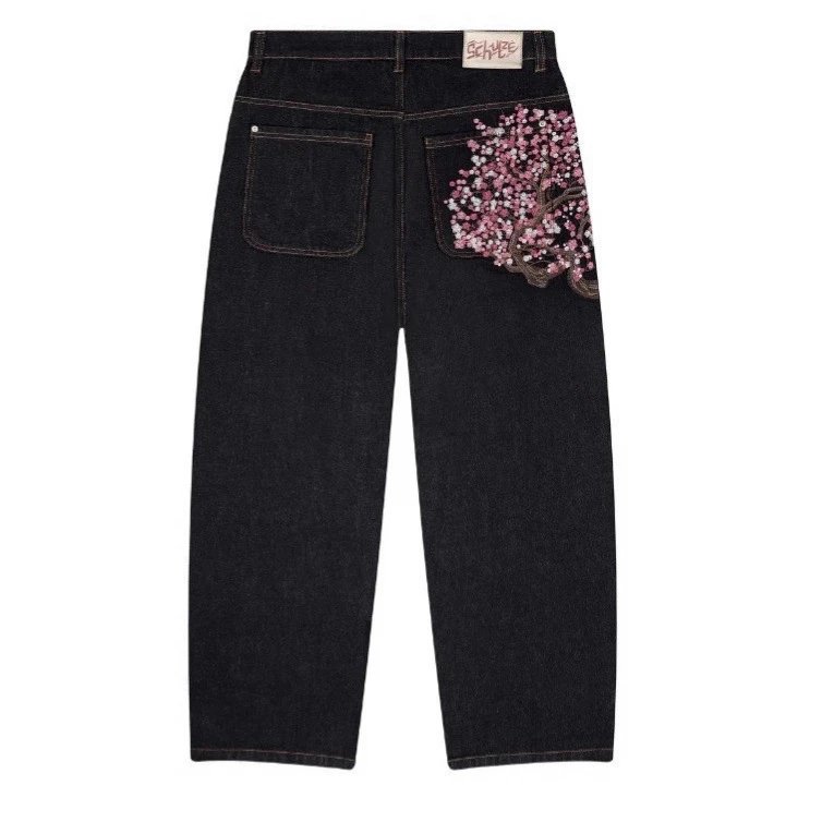 Embroidered Straight-Leg Pants