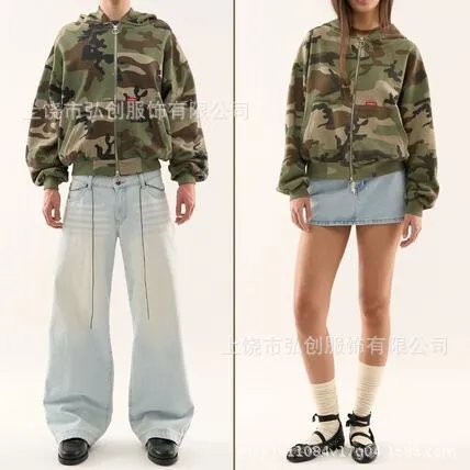【 Scuffers 】 SCFF Camouflage Zipper Hoodie Cross border Independent Station Y2 Hot Selling Loose Leisure American Trendy Brand