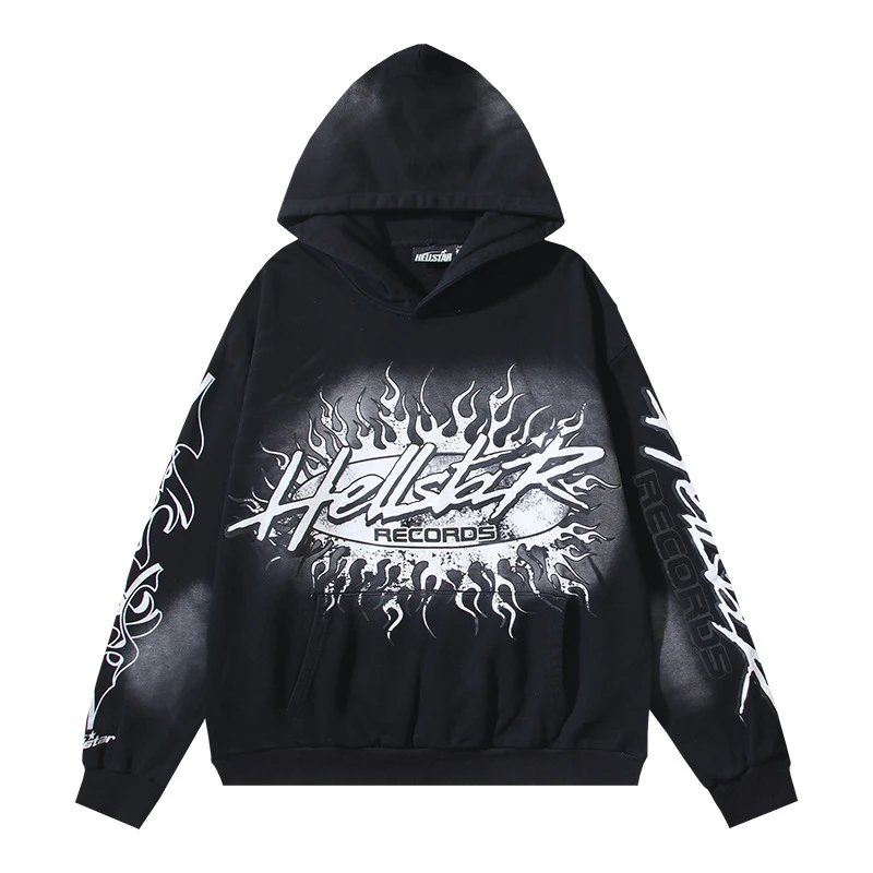 Hellstar Records Flame Logo Zip-Up Hoodie White - 34