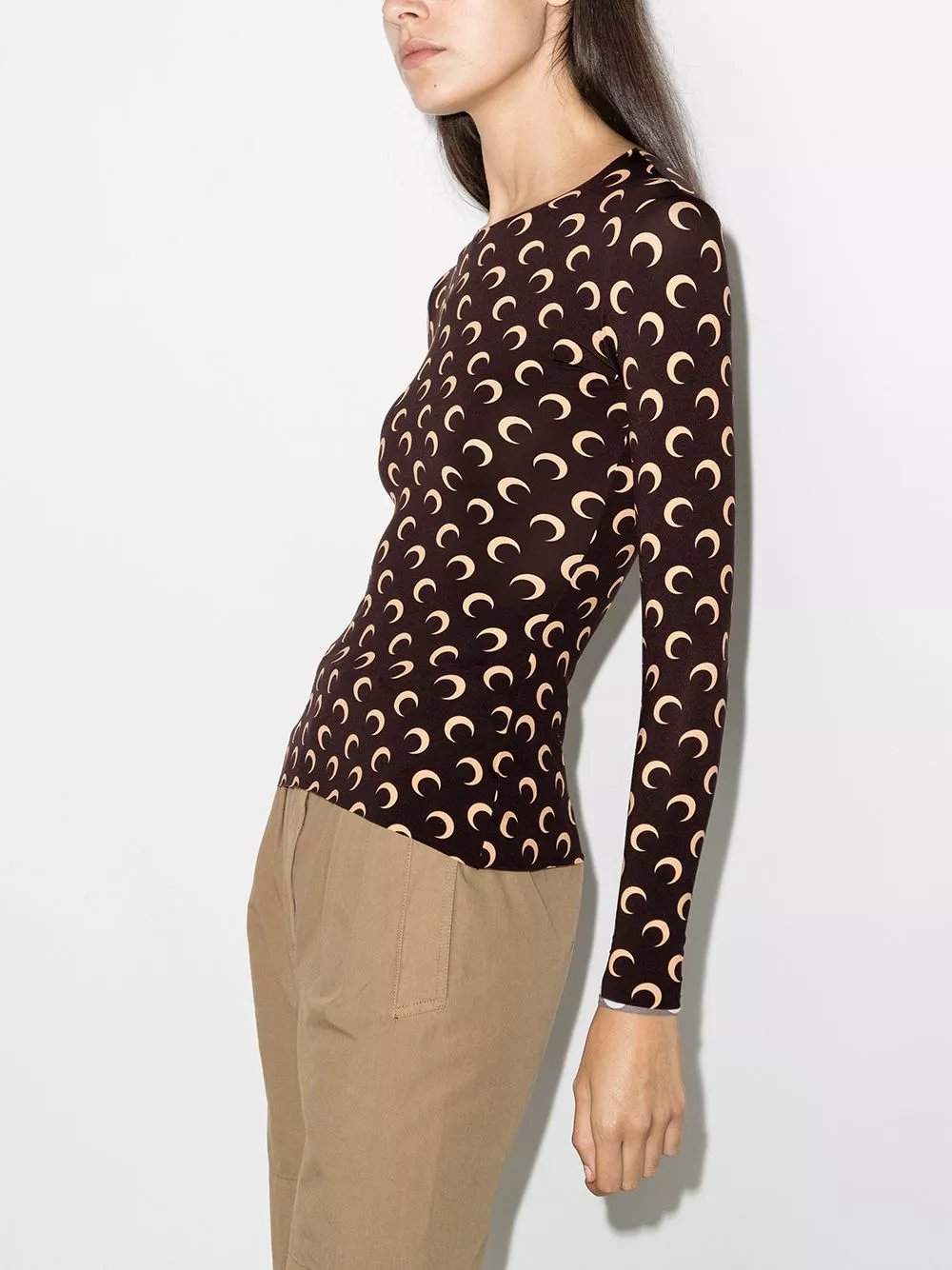 MODAMODA Official | Marine Serre Classic Moon Pattern Slim Fit T-Shirt Top