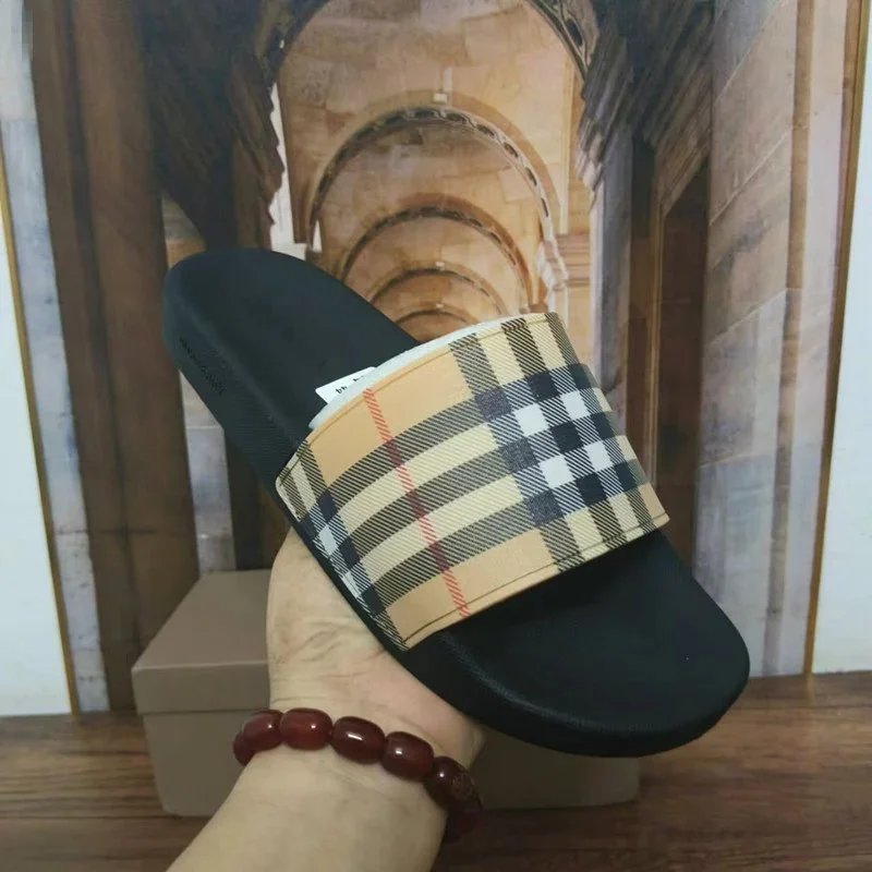 2024 Autumn Beach Slippers Printed Flat Bottom One Word Slippers Men and Women Vacation Leisure Slippers