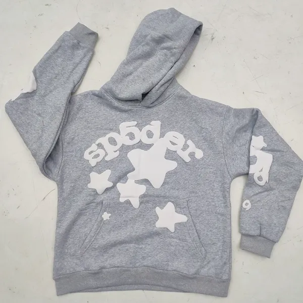 SP5DER Star Print Gray Hoodie - 1