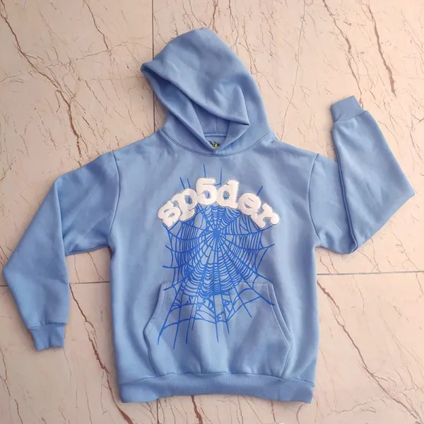 SP5DER Spider Web Hoodie Light Blue - 1