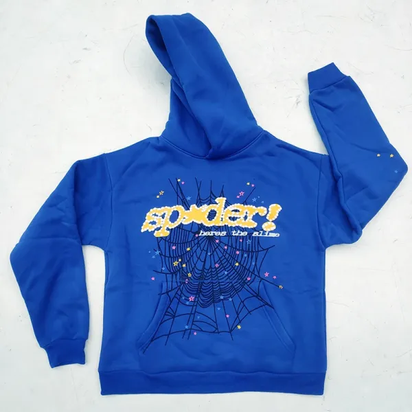 Spider! Spider Web Graphic Hoodie Blue - 1