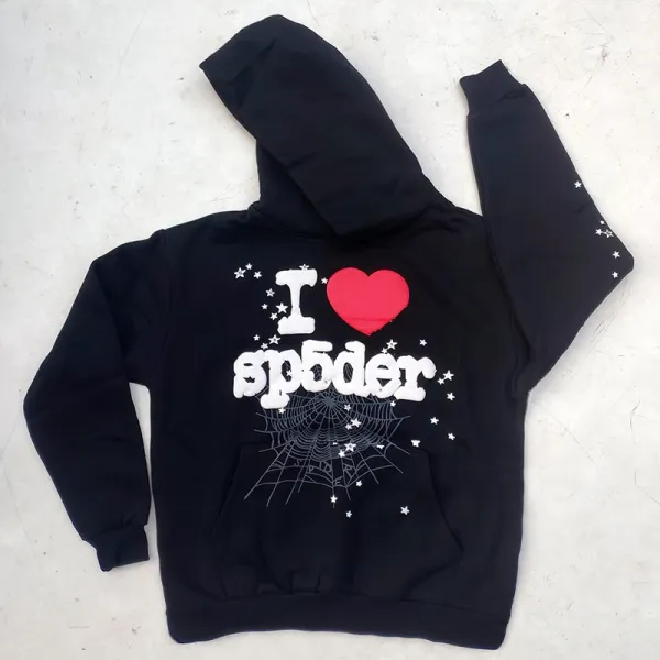 SP5DER I Love Spider Black Hoodie - 1