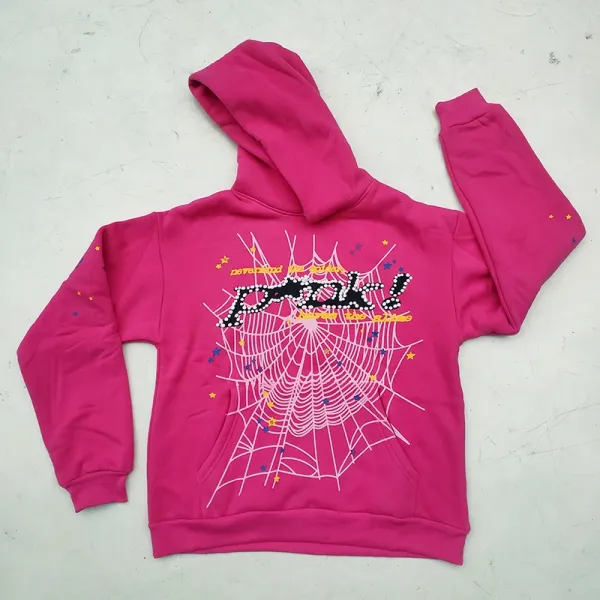 Spider! Spider Web Graphic Hoodie Pink - 1