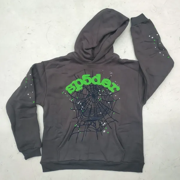 SP5DER Spider Web Hoodie Gray - 1