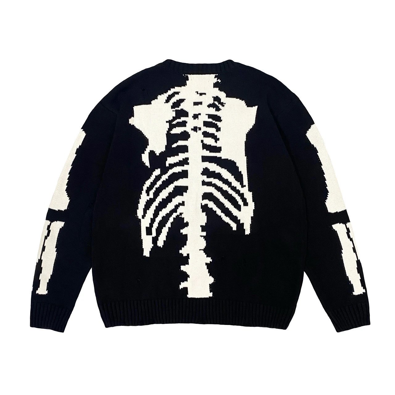 Skeleton Knit Sweater - Black and White Design - 136737