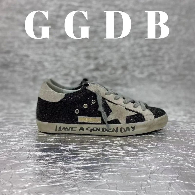 Golden Goose Super-Star Low Suede Glitter Black 'Have A Golden Day'